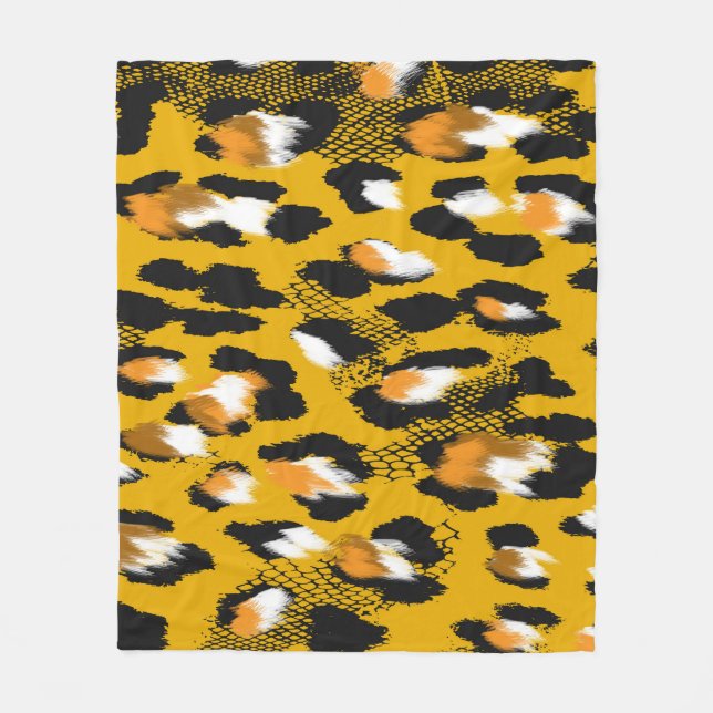Leopard Texture Animal Print Hintergrund Fleecedecke (Vorderseite)