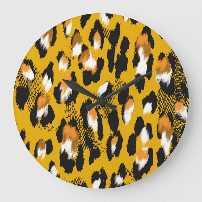 Leopard Texture Animal Print Hintergrund Große Wanduhr (Vorderseite)