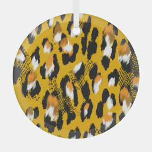 Leopard Texture Animal Print Hintergrund Ornament Aus Glas