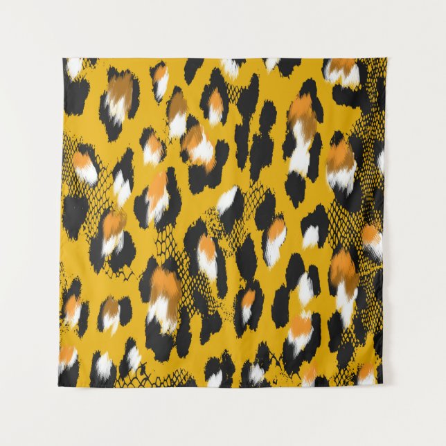 Leopard Texture Animal Print Hintergrund Wandteppich (Vorderseite)