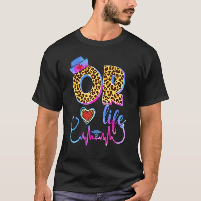 Leopard Tie Dye Oder Leben Stethoskop Leopard Kran T-Shirt (Vorderseite)