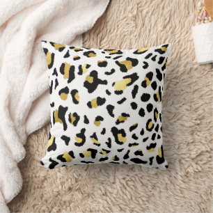 Leopard Tier druckt schwarz und goldfarben Kissen. Kissen