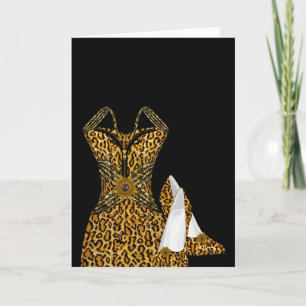 Leopard-Tier-High-Heel-Schuhe-Kleid Karte