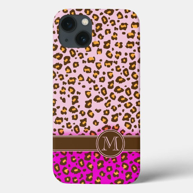 Leopard-Tierabdruck Rosa-Monogramm-iPhone-Gehäuse Case-Mate iPhone Hülle (Rückseite)