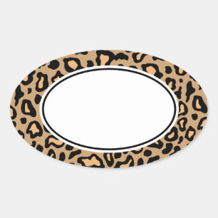 Leopard-Tierdruck-Aufkleber Ovaler Aufkleber
