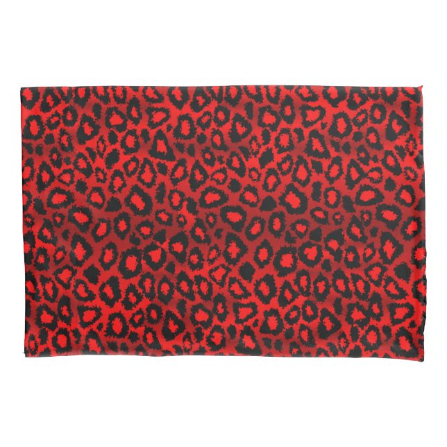 Leopard-Tierdruck in Rot Kissenbezug (Vorderseite)