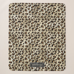 Leopard-Tierdruck mit schwarzer Faux-Folie und Nam Sherpadecke