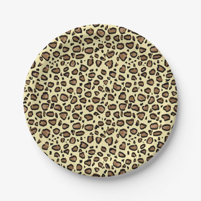 Leopard-Tierdruck-Muster Pappteller (Vorderseite)