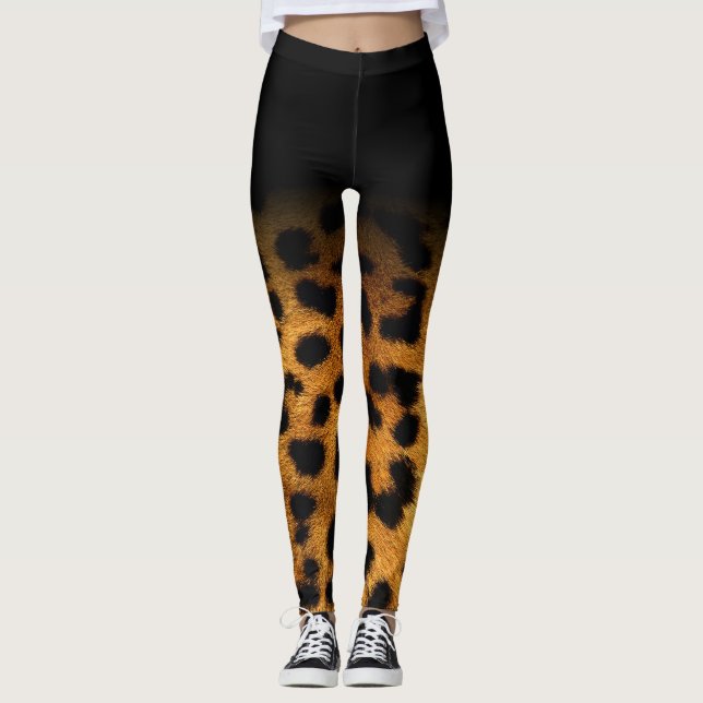 *~* Leopard-Tierdruck u. Brown u. Schwarzes Leggings (Vorderseite)