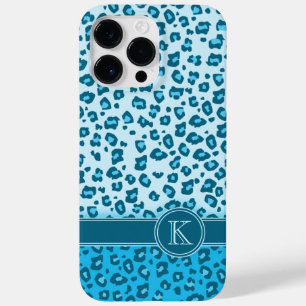 Leopard-Tierprint Aqua-blauer Monogramm Case-Mate iPhone Hülle