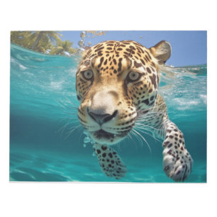 Leopard Tierspass Natur Wasserspielen Notizblock