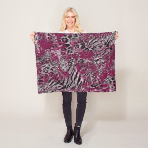Leopard Tiger grau Burgundy gepunktete Tierhaut . Fleecedecke