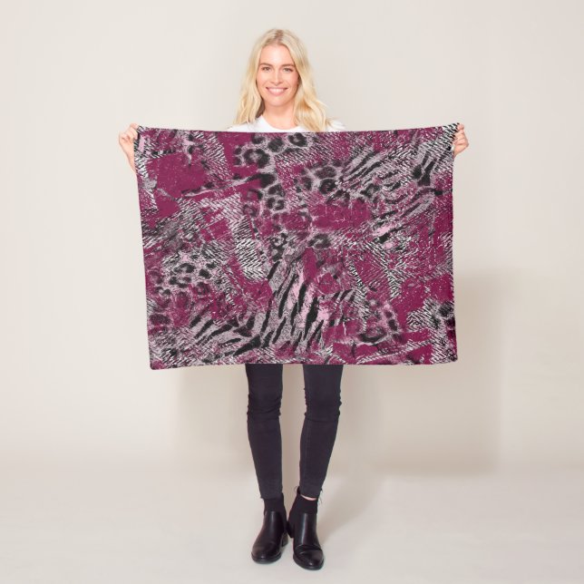 Leopard Tiger grau Burgundy gepunktete Tierhaut . Fleecedecke (Beispiel)
