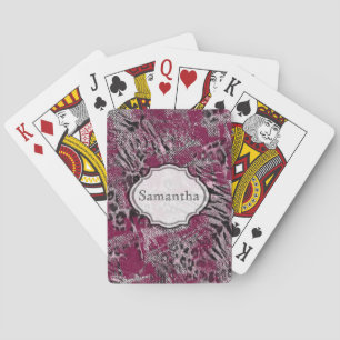 Leopard Tiger grau Burgundy gepunktete Tierhaut . Spielkarten