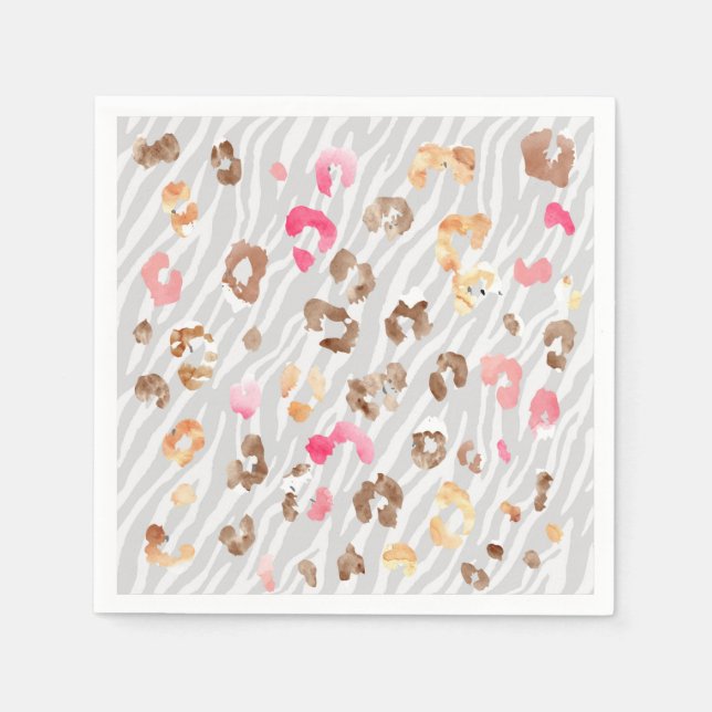 Leopard Tiger Gray Napkins Serviette (Vorderseite)