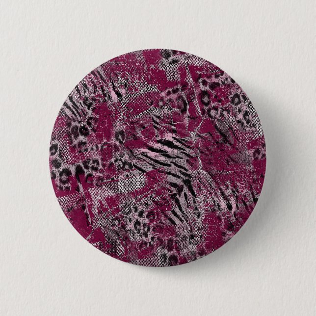 Leopard tiger grey maroon spotted button (Vorderseite)