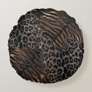 Leopard Tigerhaut, trendig, rund Kissen