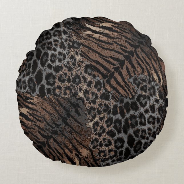 Leopard Tigerhaut, trendig, rund Kissen (Vorderseite)