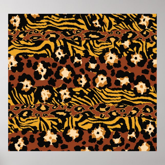 Leopard, Tigerhäute, wildes Muster. Poster (Vorne)