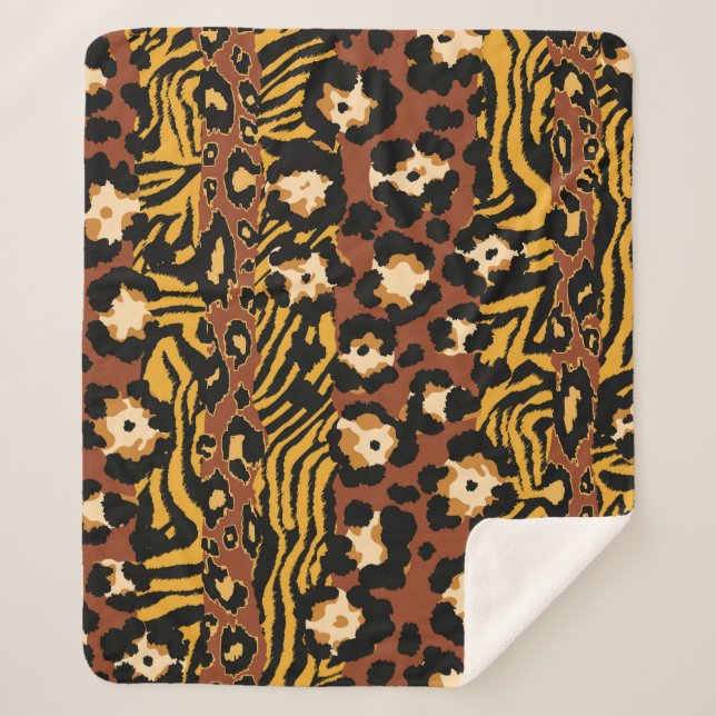 Leopard, Tigerhäute, wildes Muster. Sherpadecke (Vorderseite)