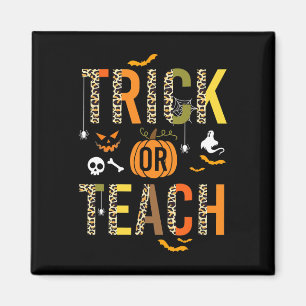 Leopard Trick oder Teach Halloween School Fall Aut Magnet
