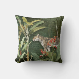 Leopard Tropical Red Floral n Jungle Green Folies Kissen