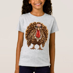 Leopard Truthahn Thanksgiving Glamour Strass T-Shirt
