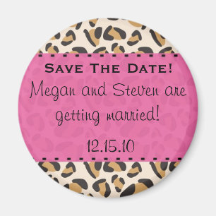 Leopard-u. heißes Rosa-Save the Date Magneten Magnet