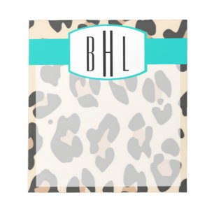 Leopard und Aquamarines Monogramm Notepad Notizblock