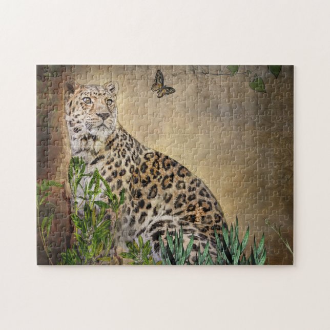 Leopard und Butterfly Wildlife Foto (Horizontal)