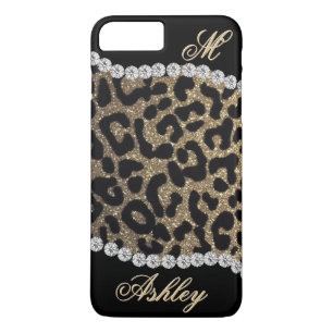 Leopard-und Diamant-Monogramm Case-Mate iPhone Hülle