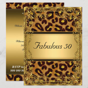 Leopard und Gold fabelhaft bei 50 Geburtstagsparty Einladung