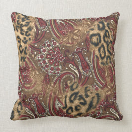 Leopard und Paisley-Muster-Druck Kissen