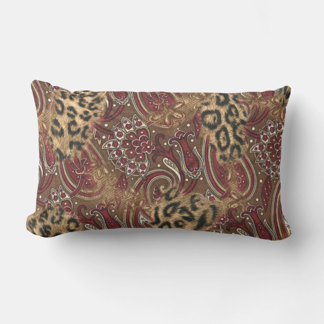 Leopard und Paisley-Muster-Druck Lendenkissen (Vorderseite)