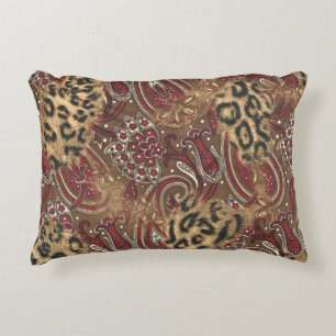 Leopard und Paisley-Muster-Druck Zierkissen