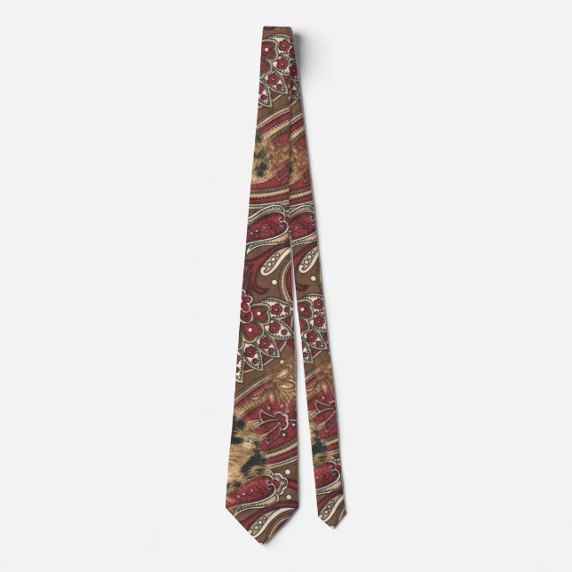 Leopard und Paisley Muster Print Krawatte (Vorderseite)