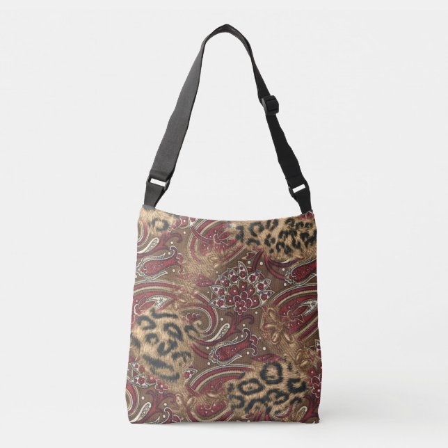 Leopard und Paisley Muster Print Tragetaschen Mit Langen Trägern (Vorderseite)