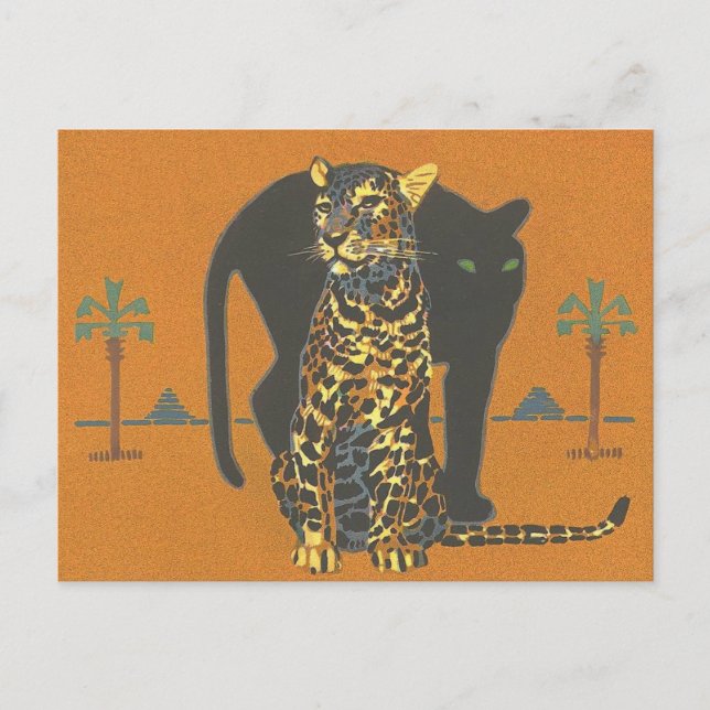 Leopard und Panther Postkarte (Vorderseite)