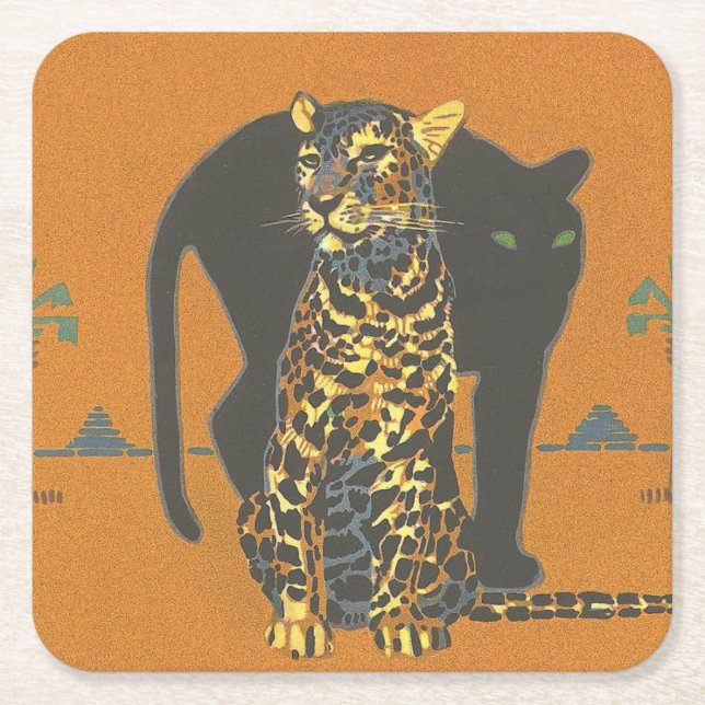 Leopard und Panther Rechteckiger Pappuntersetzer (Vorderseite)