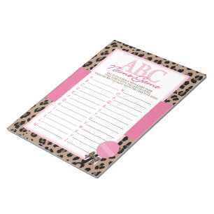 Leopard und Pink ABC Baby Name Game Pack Notizblock