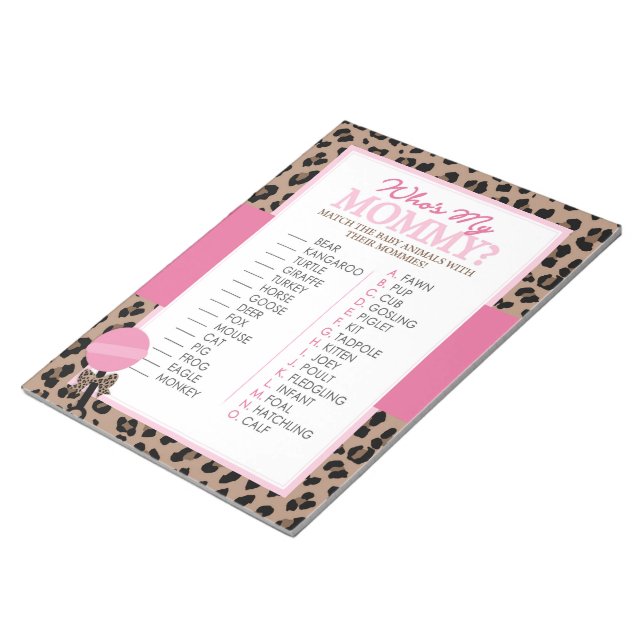 Leopard und Pink Baby Animal Shooting Game Notizblock (angewinkelt)