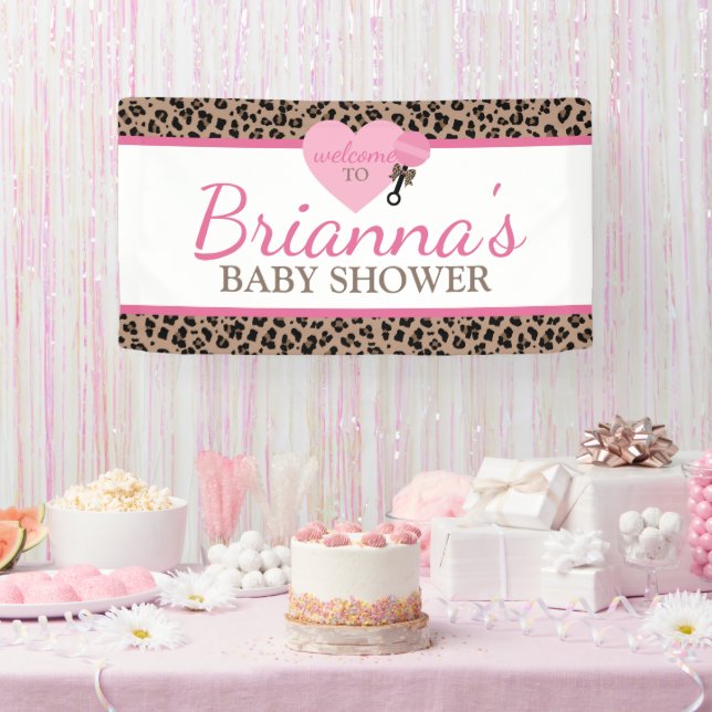 Leopard und Pink Baby Dusche Willkommen Banner (Party)