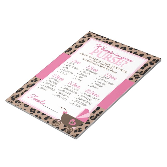 Leopard und Pink, was in deinem puren Duschspiel s Notizblock (angewinkelt)