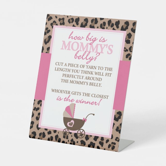 Leopard und Pink Wie groß ist Mama's Bly Game Sockelschild (Vorderseite)