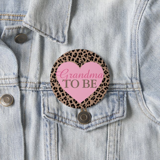 Leopard und rosa Oma zur Kinderdusche Button (Beispiel)