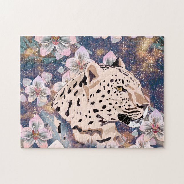 Leopard und rosa Orchid. (Horizontal)