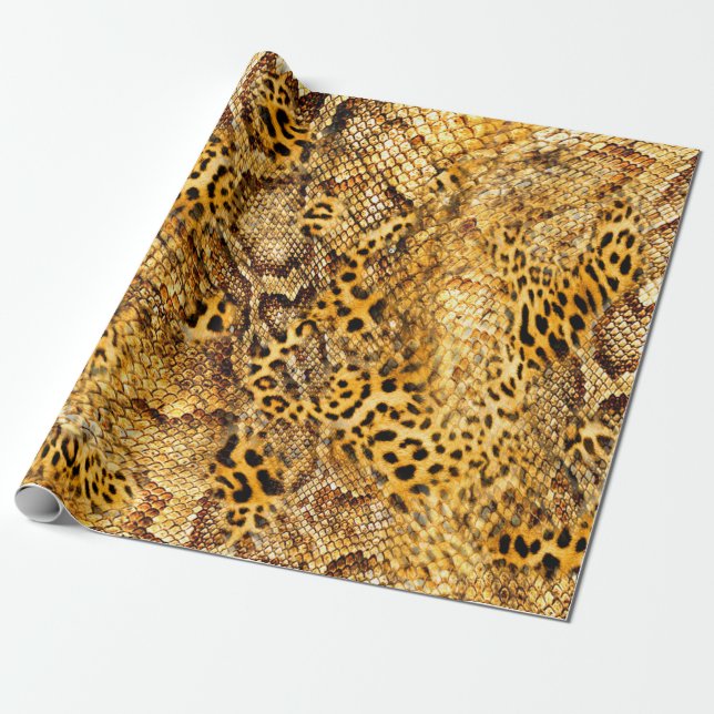 Leopard- und Schlangenmuster Geschenkpapier (Ungerollt)