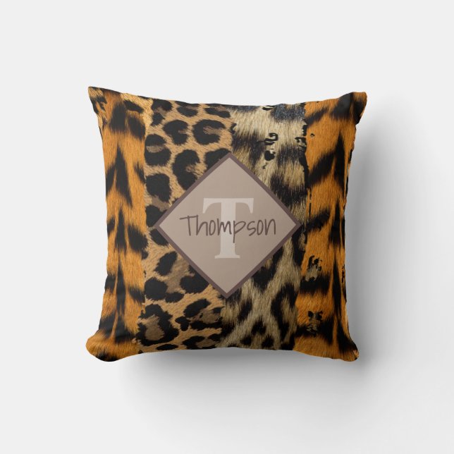 Leopard und Tiger Print Name Theme Kissen (Vorderseite)