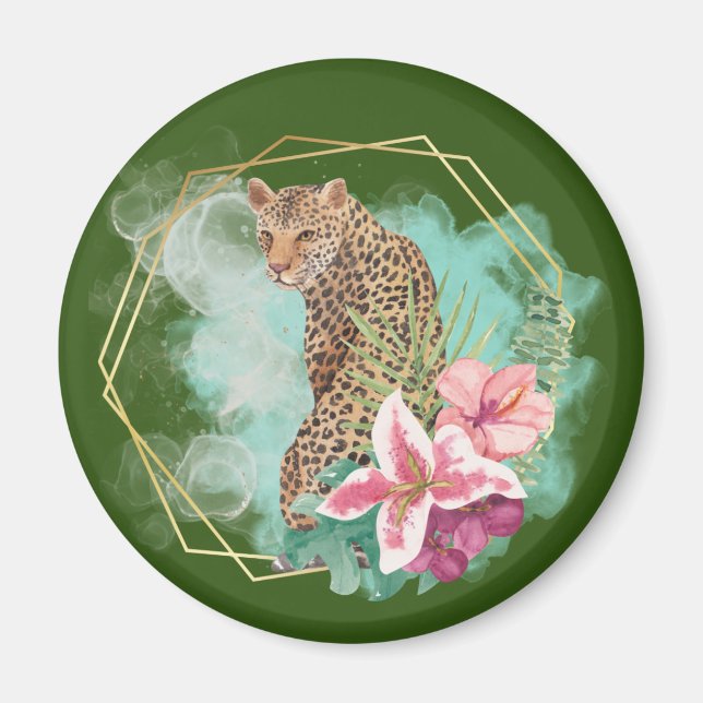 Leopard und tropische Rahmen Magnet (Vorne)