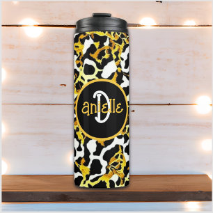Leopard und Zebra Fur Print Personalisiert Thermosbecher